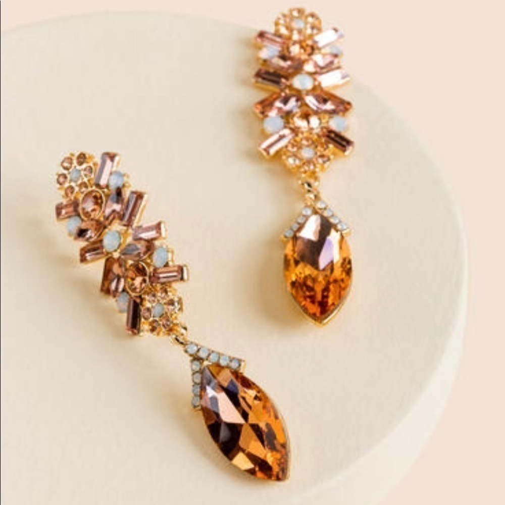 Francescas Gina Floral Baguette Crystal Drop Earrings